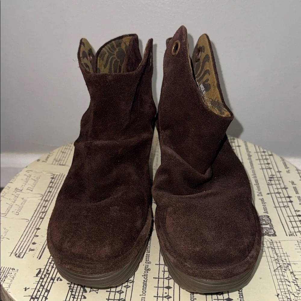 Fly London Brown Suede Wedge Ankle Boots - Made in Portugal - Size 36 (US 5.5-6)